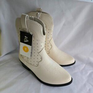 Art Class Jovi Western Boots - White  - Girls size 1 - NEW